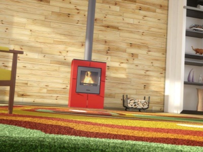 HS Flamingo Evenes červená - krbová kamna