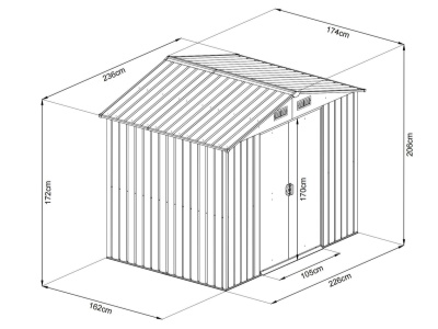 Riwall PRO - RMSA 6x8 Anthracite - zahradní domek kovový 2,4 x 1,7 m se sedlovou střechou Antracit