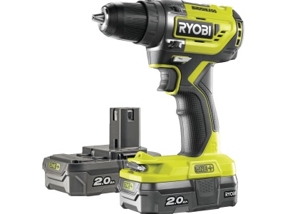 Ryobi R18DD5-220S - aku bezuhlíkový 18 V šroubovák/vrtačka + 2x 2Ah baterie + nabíječka ONE+