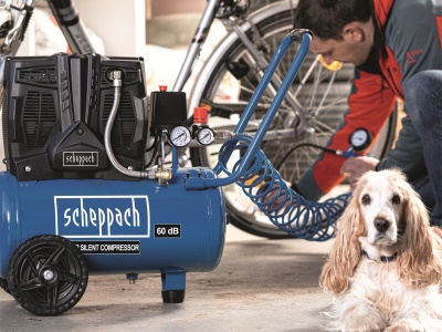 Scheppach HC 25 Si - tichý bezolejový dvouválcový kompresor 24 l