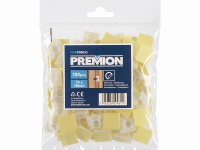 PREP00033 - Kabelová příchytka samolepící bílá 19 x 19mm 100ks