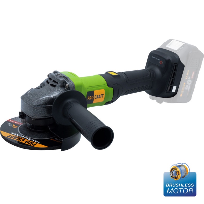 Aku úhlová bruska Procraft PGA20bb (bez baterie a nabíječky), 125mm