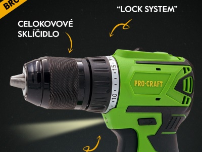 Aku vrtací šroubovák Procraft PA18LiN