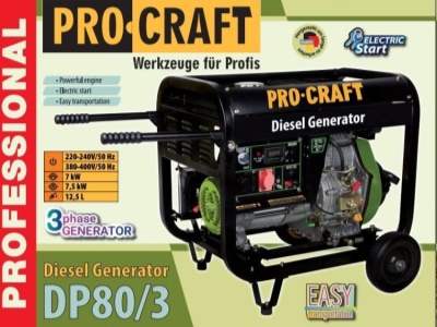Dieselová elektrocentrála Procraft DP80/3