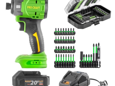 Aku rázový utahovák Procraft PS22bb + sada bitů IBS-41 + baterie a nabíječka