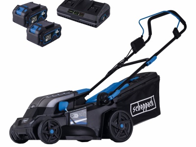 Scheppach BC-MP380-X-SET XL2 - 2x20 V IXES aku sekačka 4v1 s bezuhlíkovým motorem + 2x 4Ah baterie + duální nabíječka 4,5 A