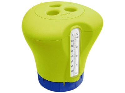 Plovák na chlor s teploměrem - žlutozelená