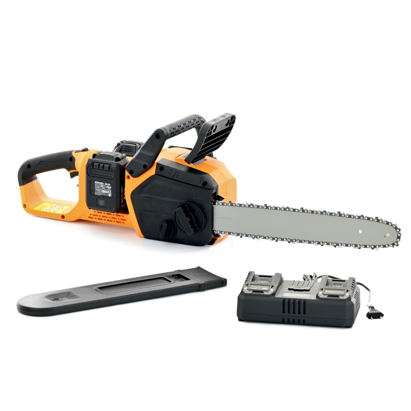 Riwall PRO RACS 4020i SET - aku řetězová pila 2 x 20 V + 2x 4 Ah baterie + duální rychlonabíječka 4,5 A