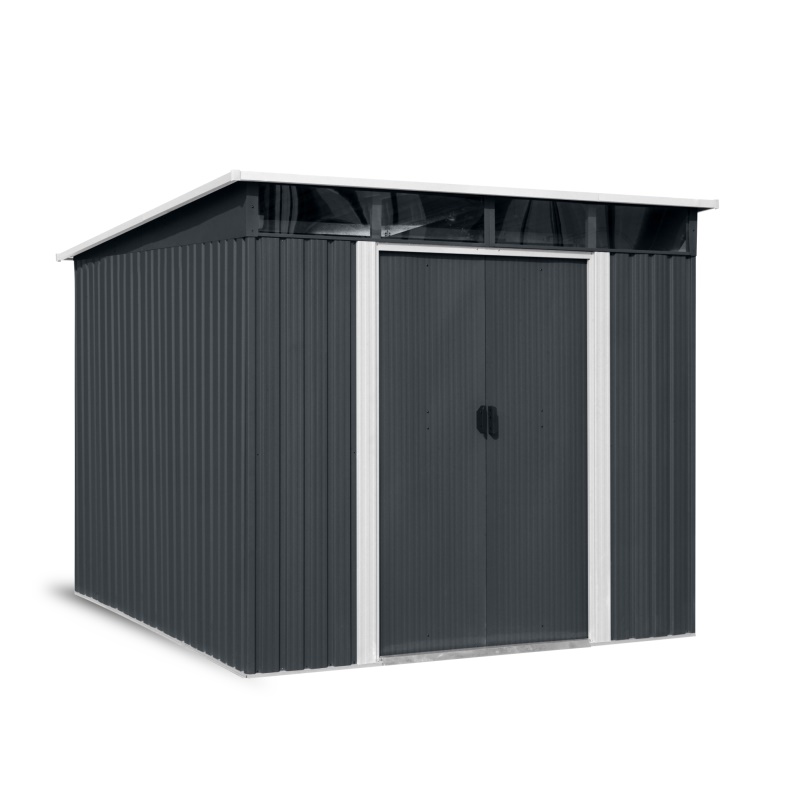 Riwall PRO RMSP 9x8 Anthracite LUX - zahradní domek kovový 2,4 x 2,8 m s pultovou střechou antracit