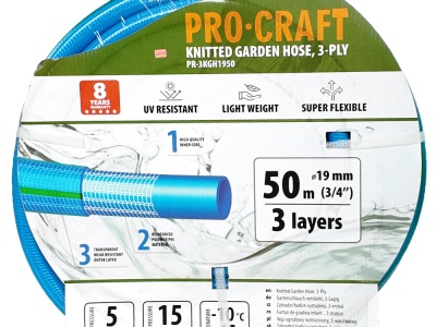 Modrá zahradní hadice Procraft PR-3KGH1950 3 vrstvy, 3/4" 50 m