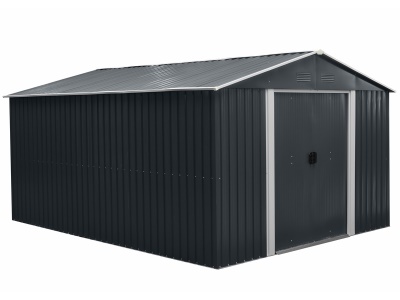 Riwall PRO RMSA 12x10 Anthracite - zahradní domek kovový 3 x 3,7 m se sedlovou střechou antracit