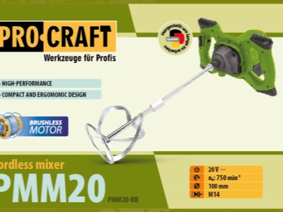 Aku míchadlo stavebních směsí Procraft PMM20 (bez baterie a nabíječky)