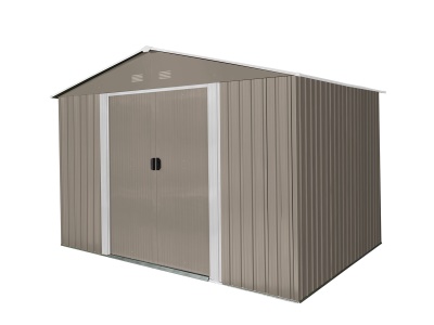 Riwall PRO RMSA 8x10 Brown - zahradní domek kovový 3 x 2,4 m se sedlovou střechou hnědý