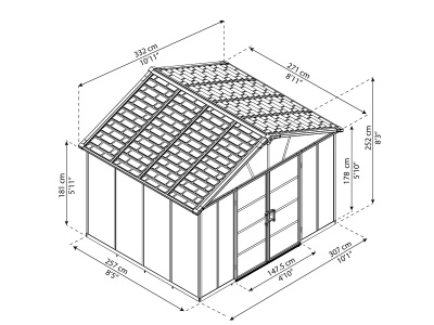 Palram - Canopia Yukon 11' x 9' antracit - heavy duty prostorný domek s možností dalšího rozšíření (základní modul)