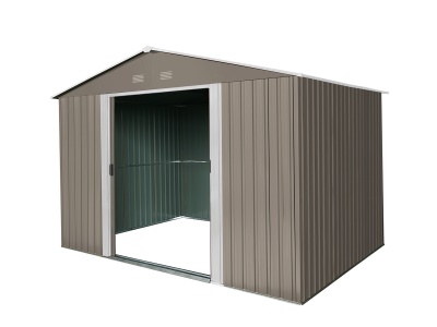 Riwall PRO RMSA 8x10 Brown - zahradní domek kovový 3 x 2,4 m se sedlovou střechou hnědý