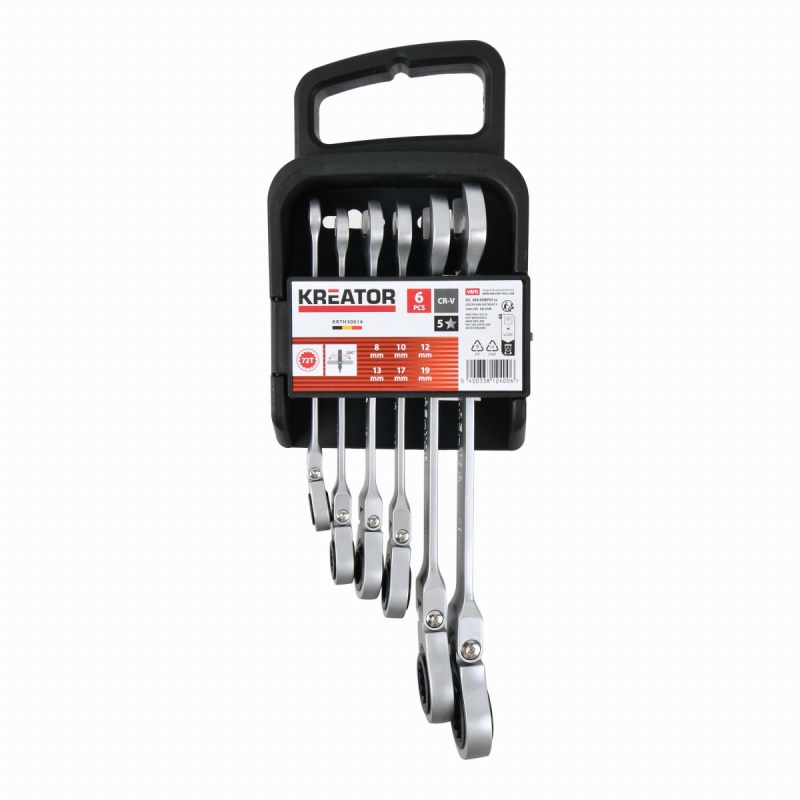 KRTH30014 - Sada kloubových klíčů otevřený/očko-ráčnový 6ks