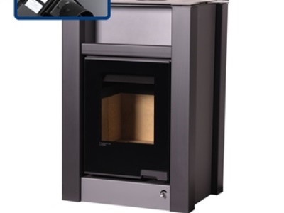 HS Flamingo LEND 11/7 šedá ER - teplovodní krbová kamna s 7 kW výměníkem a el. regulací