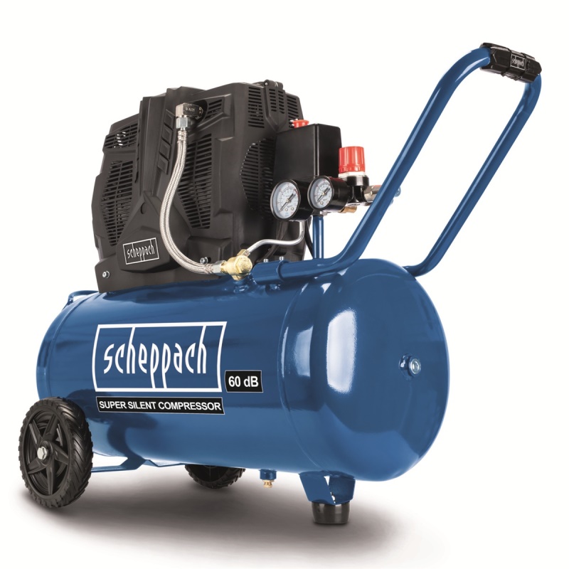 Scheppach HC 51 Si - tichý bezolejový dvouválcový kompresor 50 l