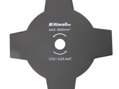 Riwall PRO Žací nůž čtyřzubý ke křovinořezu pr. 255mm, vnitřní průměr 25,4mm, tloušťka 1,4mm