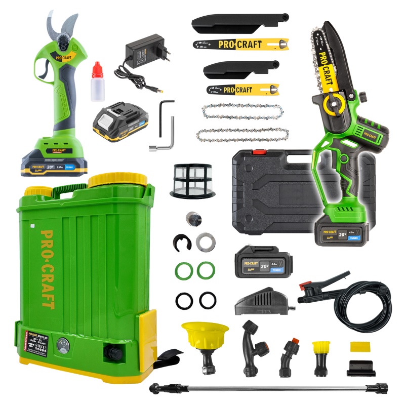 Aku zahradní sada: postřikovač AS20-12, nůžky ES28Li a pilka PKA32Li