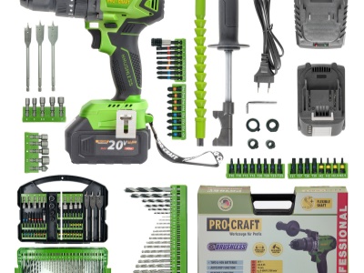 Aku vrtací šroubovák s příklepem Procraft SPA18BL Brushless se sadou bitů DBS-101