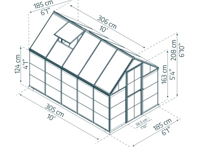 Palram - Canopia Hybrid 6' x 10' - polykarbonátový skleník (305 x 185 cm)