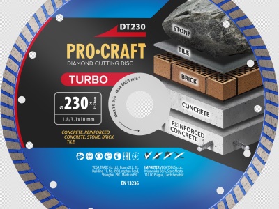 Diamantový řezný kotouč Turbo Procraft DT230