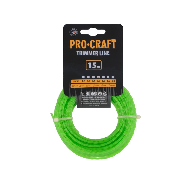 Struna žací (2.7mm) (15m) spirála PROCRAFT SP-2.7/15