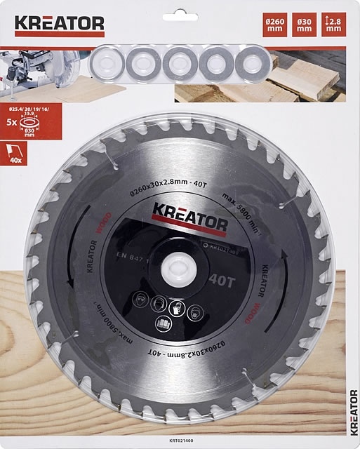 KRT021400 - Pilový kotouč na dřevo 260 mm, 40 Z
