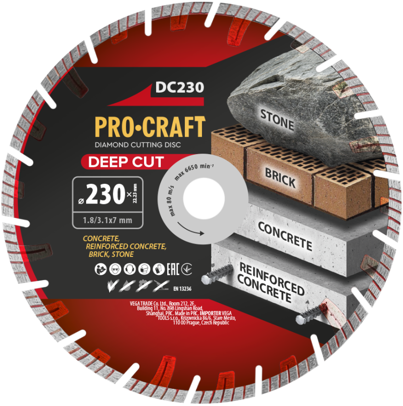 Diamantový řezný kotouč Deep Cut Procraft DC230