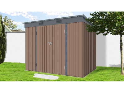 Riwall PRO RMSP 6x8 Brown - zahradní domek kovový 2,4 x 1,8 m s pultovou střechou hnědý
