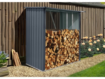 Riwall PRO RMWS 3x7 Anthracite - přístřešek na dřevo 2 x 1,5 m s pultovou střechou antracit