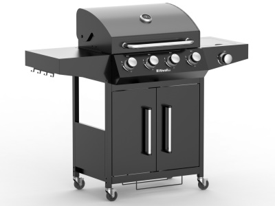 Riwall PRO RGG 41 - plynový gril 15 kW se čtyřmi hořáky a bočním vařičem