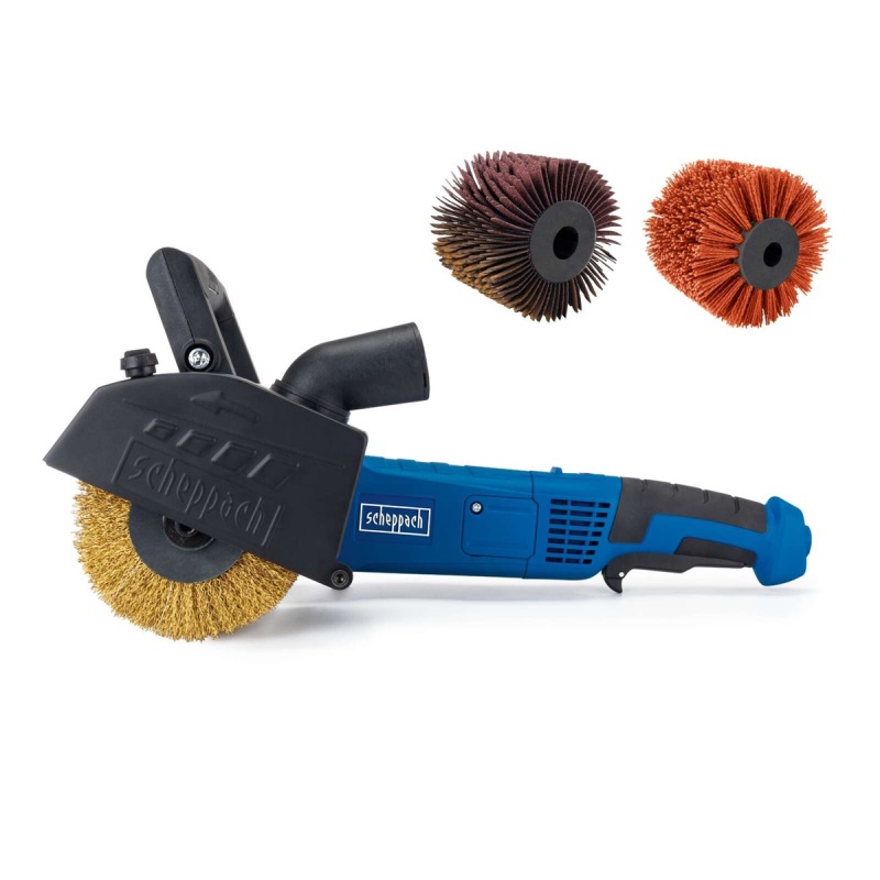 Scheppach MRS 1300 - kartáčová / renovační bruska + nylonový a smirkový kartáč K80