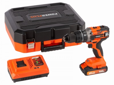 POWDP15210 - Aku šroubovák / vrtačka s příklepem 20V SET