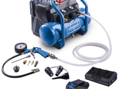 Scheppach C-ACT160/6-X-SET S2 - 2x20 V IXES aku bezolejový kompresor 6 l + 2x 2Ah baterie + duální nabíječka 2,4 A