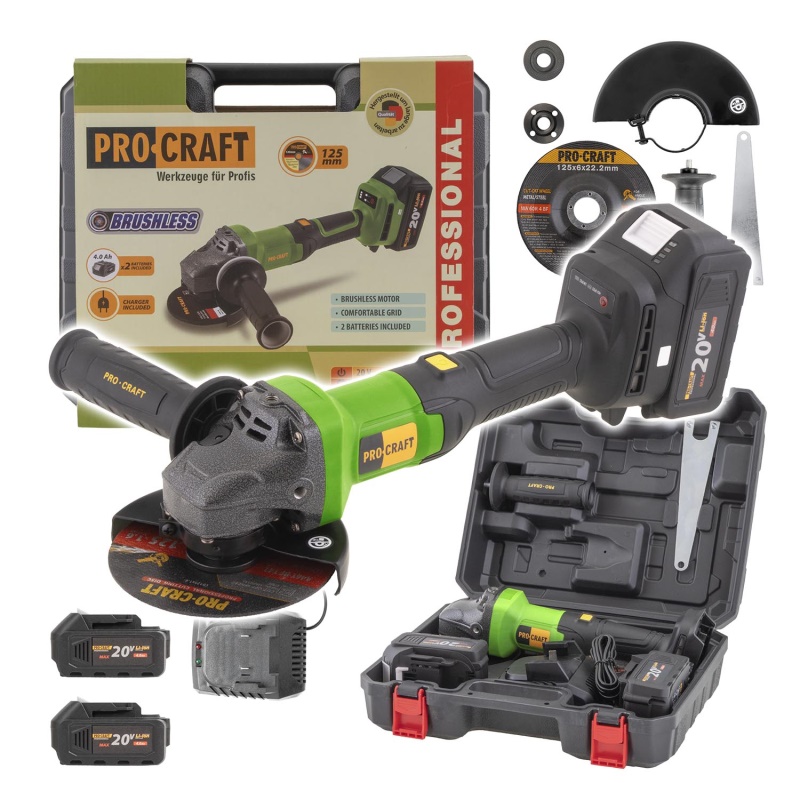 Aku úhlová bruska Procraft PGA20, 125mm