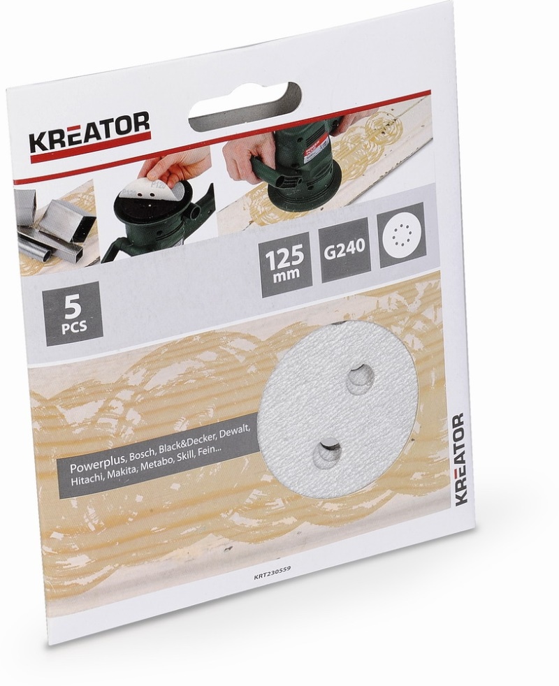 KRT230559 - 5x Brusný papír 125 mm na barvu G240