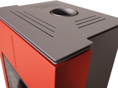 HS Flamingo SAPORO 11/5 červená ER - teplovodní krbová kamna s 5 kW výměníkem a el. regulací