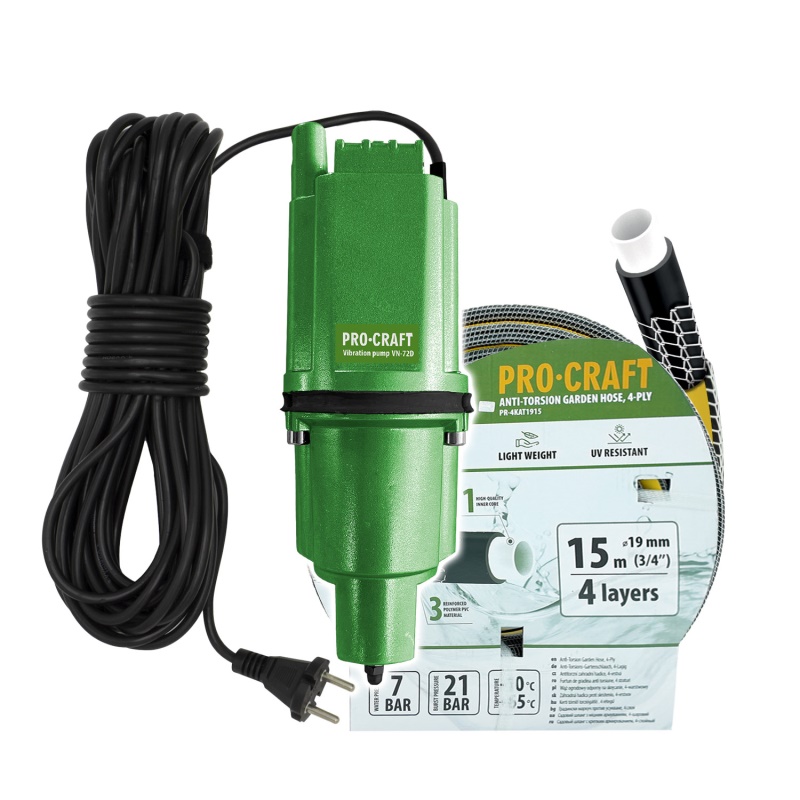 Vibrační čerpadlo Procraft VN-72D sada s hadicí 15m 3/4" PR-4KAT1915