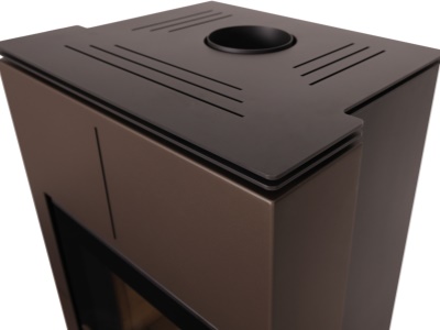 HS Flamingo SAPORO 11/5 hnědá ER - teplovodní krbová kamna s 5 kW výměníkem a el. regulací