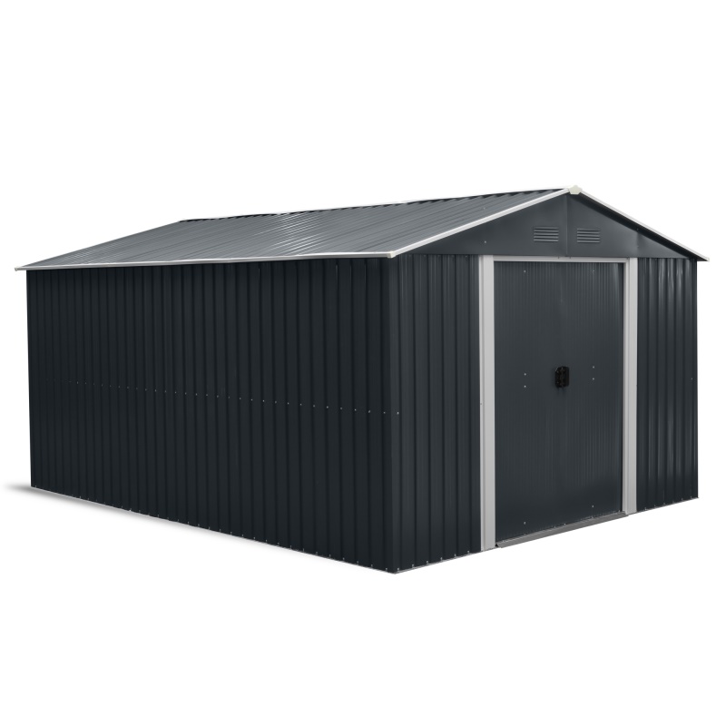 Riwall PRO RMSA 12x10 Anthracite - zahradní domek kovový 3 x 3,7 m se sedlovou střechou antracit
