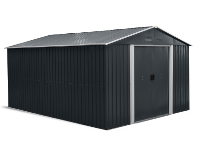 Riwall PRO RMSA 12x10 Anthracite - zahradní domek kovový 3 x 3,7 m se sedlovou střechou antracit