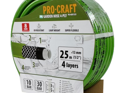 Zelená zahradní hadice Procraft PR-4GH1325 4 vrstvy, 1/2" 25 m
