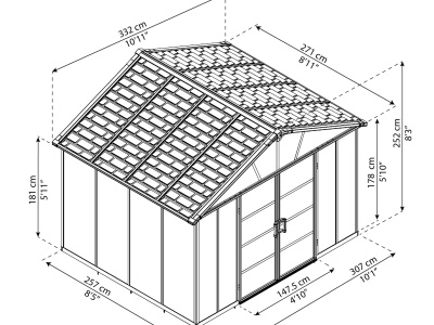 Palram - Canopia Yukon 11' x 9' antracit - heavy duty prostorný domek s možností dalšího rozšíření (základní modul)