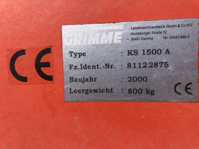 Drtič bramborové natě Grimme KS 1500 A