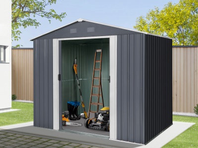 Riwall PRO - RMSA 6x8 Anthracite - zahradní domek kovový 2,4 x 1,7 m se sedlovou střechou Antracit