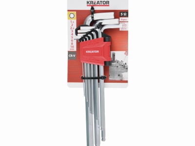 KRTH21802 - Imbusové klíče HEX dlouhé 9ks 1,5-10 s kuličkou