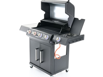 Riwall PRO RGG 41 EXL - luxusní plynový gril 17 kW se čtyřmi hořáky a bočním vařičem