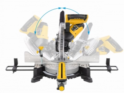 POWX075740DB - Pokosová pila s potahem a oboustranným náklonem 2 200W / 254mm